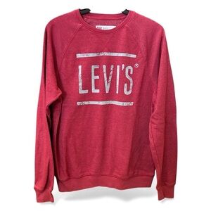 Levi's Crewneck Sweatshirt Pullover Men’s Red Distressed Graphic Logo Size: Sm